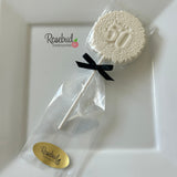 50th Birthday Set of 12 Chocolate #50 Floral Lollipops Anniversary Party Favors
