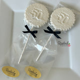 50th Birthday Set of 12 Chocolate #50 Floral Lollipops Anniversary Party Favors