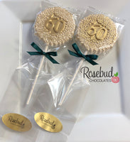 12 NUMBER SIXTY #60 Chocolate Decorative Floral Gold Dusted Lollipop Party Favors 60th Birthday