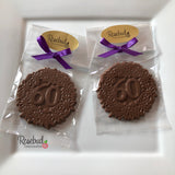60th Birthday Set of 12 Chocolate #60 Floral Lollipops Anniversary Party Favors