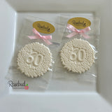60th Birthday Set of 12 Chocolate #60 Floral Lollipops Anniversary Party Favors