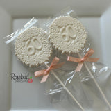 60th Birthday Set of 12 Chocolate #60 Floral Lollipops Anniversary Party Favors