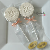 60th Birthday Set of 12 Chocolate #60 Floral Lollipops Anniversary Party Favors