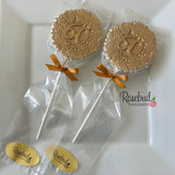 60th Birthday Set of 12 Chocolate #60 Floral Lollipops Party Favors