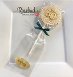 60th Birthday Set of 12 Chocolate #60 Floral Lollipops Party Favors