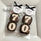 70th Birthday Set of 8 Chocolate Covered Oreo Cookie Favors Custom Tags