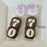 70th Birthday Set of 8 Chocolate Oreo Cookie #70 Party Favors "Cheers to 70 Years" Tags