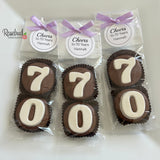 70th Birthday Set of 8 Chocolate Oreo Cookie #70 Party Favors "Cheers to 70 Years" Tags