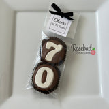 70th Birthday Set of 8 Chocolate Oreo Cookie #70 Party Favors "Cheers to 70 Years" Tags