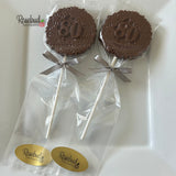 12 NUMBER EIGHTY #80 Chocolate Decorative FLORAL Lollipop Candy Favors 80th Birthday Party