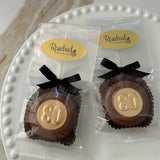 12 #80 Chocolate Covered Oreo Cookie Candy Party Favors GOLD DUSTED 80th Birthday