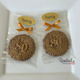 12 Gold Dusted #80 Decorative Chocolate Lollipop 80th Birthday Candy Party Favors