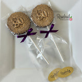 12 Gold Dusted #80 Decorative Chocolate Lollipop 80th Birthday Candy Party Favors