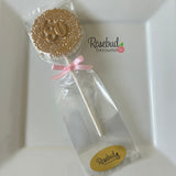 12 Gold Dusted #80 Decorative Chocolate Lollipop 80th Birthday Candy Party Favors