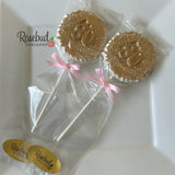 12 Gold Dusted #80 Decorative Chocolate Lollipop 80th Birthday Candy Party Favors