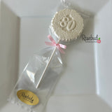 12 NUMBER EIGHTY #80 Chocolate Decorative FLORAL Lollipop Candy Favors 80th Birthday Party