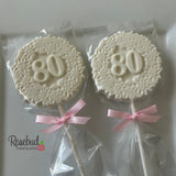 12 NUMBER EIGHTY #80 Chocolate Decorative FLORAL Lollipop Candy Favors 80th Birthday Party