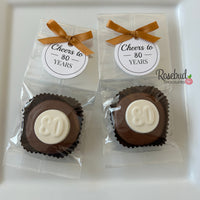 12 #80 Chocolate Covered Oreo Cookie CHEERS to 80 Years 80th Birthday Party Favors