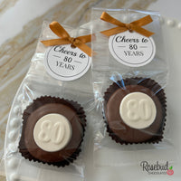 12 #80 Chocolate Covered Oreo Cookie CHEERS to 80 Years 80th Birthday Party Favors