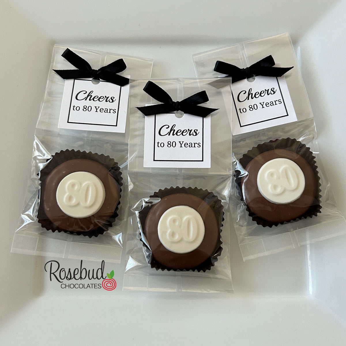 12 #80 Chocolate Covered Oreo Cookie CHEERS to 80 Years 80th