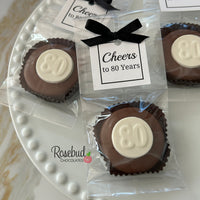 12 #80 Chocolate Covered Oreo Cookie CHEERS to 80 Years 80th Birthday Party Favors