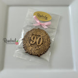 90th Birthday Set of 12 Chocolate #90 Floral Lollipops Party Favors Gold Dusted