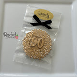 90th Birthday Set of 12 Chocolate #90 Floral Lollipops Party Favors Gold Dusted
