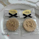 90th Birthday Set of 12 Chocolate #90 Floral Lollipops Party Favors Gold Dusted