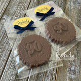90th Birthday Set of 12 Chocolate #90 Floral Lollipops Candy Party Favors