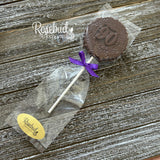 90th Birthday Set of 12 Chocolate #90 Floral Lollipops Candy Party Favors