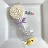 90th Birthday Set of 12 Chocolate #90 Floral Lollipops Candy Party Favors