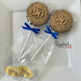 90th Birthday Set of 12 Chocolate #90 Floral Lollipops Party Favors Gold Dusted