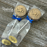 90th Birthday Set of 12 Chocolate #90 Floral Lollipops Party Favors Gold Dusted