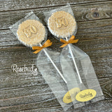 90th Birthday Set of 12 Chocolate #90 Floral Lollipops Party Favors Gold Dusted