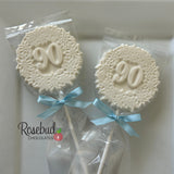 90th Birthday Set of 12 Chocolate #90 Floral Lollipops Candy Party Favors
