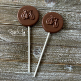 BICYCLE Set of 12 Chocolate Lollipops Candy Bike Party Favors