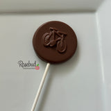 BICYCLE Set of 12 Chocolate Lollipops Candy Bike Party Favors