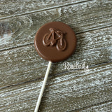 BICYCLE Set of 12 Chocolate Lollipops Candy Bike Party Favors