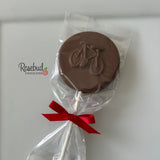 BICYCLE Set of 12 Chocolate Lollipops Candy Bike Party Favors