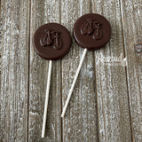BICYCLE Set of 12 Chocolate Lollipops Candy Bike Party Favors