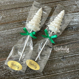 CHRISTMAS TREE Set of 12 Chocolate Lollipop Candy Winter Holiday Party Favors