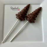 CHRISTMAS TREE Set of 12 Chocolate Lollipop Candy Winter Holiday Party Favors