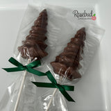 CHRISTMAS TREE Set of 12 Chocolate Lollipop Candy Winter Holiday Party Favors