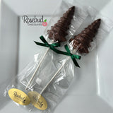 CHRISTMAS TREE Set of 12 Chocolate Lollipop Candy Winter Holiday Party Favors