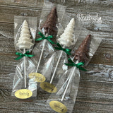 CHRISTMAS TREE Set of 12 Chocolate Lollipop Candy Winter Holiday Party Favors