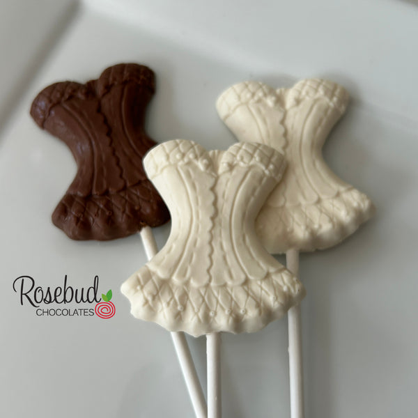 12 CORSET Chocolate Lollipop Candy Party Favors