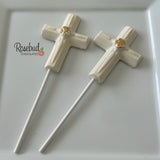 12 CROSS Gold Rose Chocolate Lollipop Religious Candy Party Favors