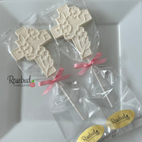 12 CROSS Large Floral Chocolate Lollipop Religious Candy Party Favors