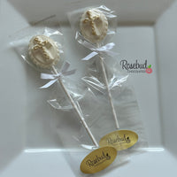12 CROSS Small Chocolate Oval Lollipops Religious Candy Party Favors Gold Dusted