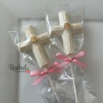 12 CROSS Gold Rose Chocolate Lollipop Religious Candy Party Favors
